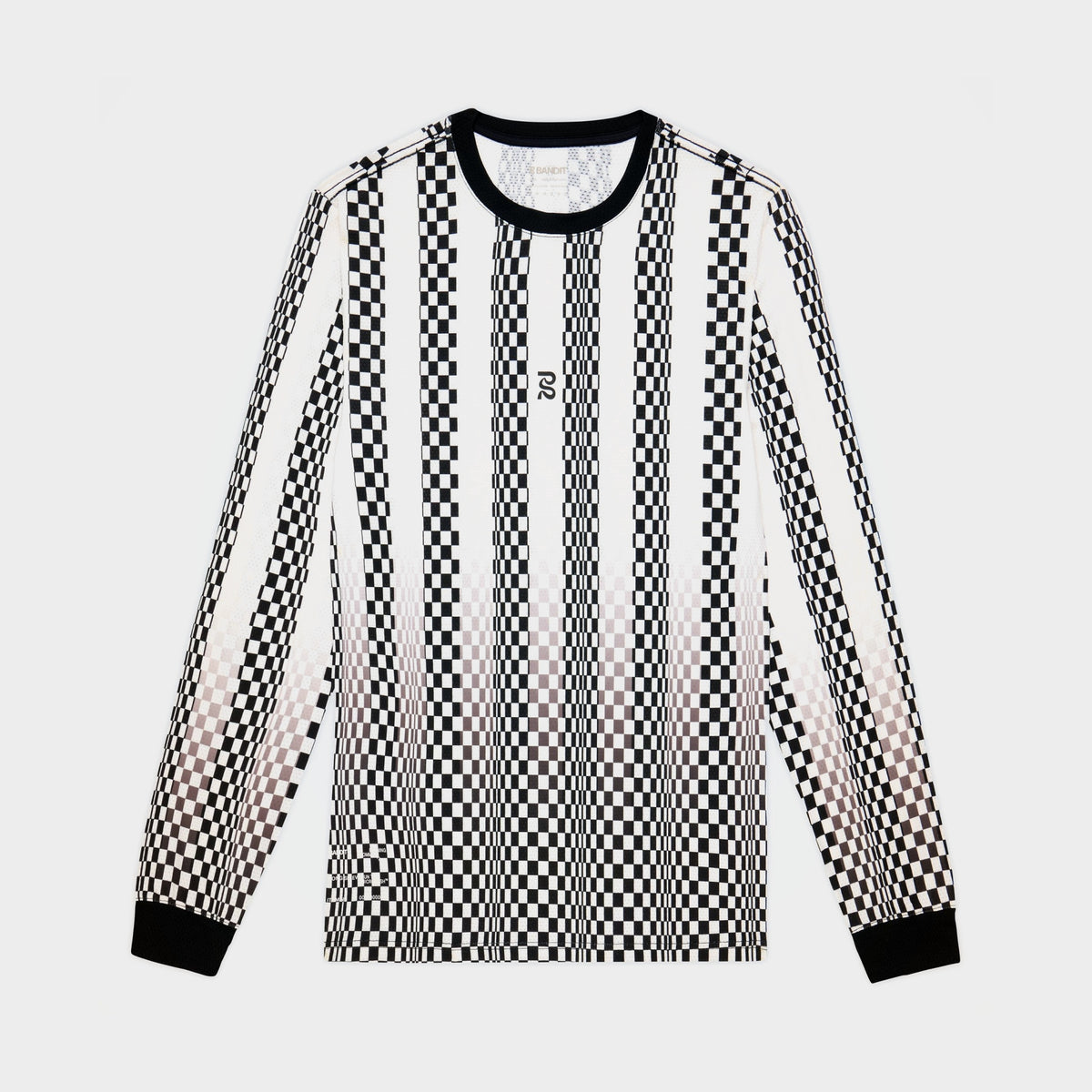 Micromesh Performance Long Sleeve Tee - Checkerboard Stripe Stone White