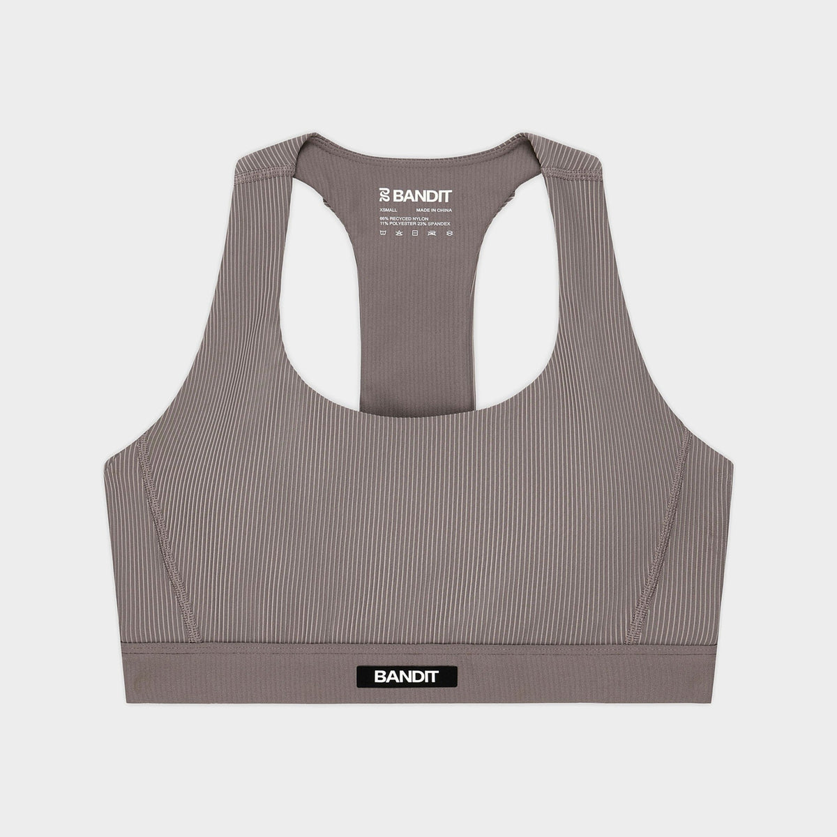 Striped Cadence Scoopneck Bra with T-Back - Concrete Taupe + Cocoa Stripe