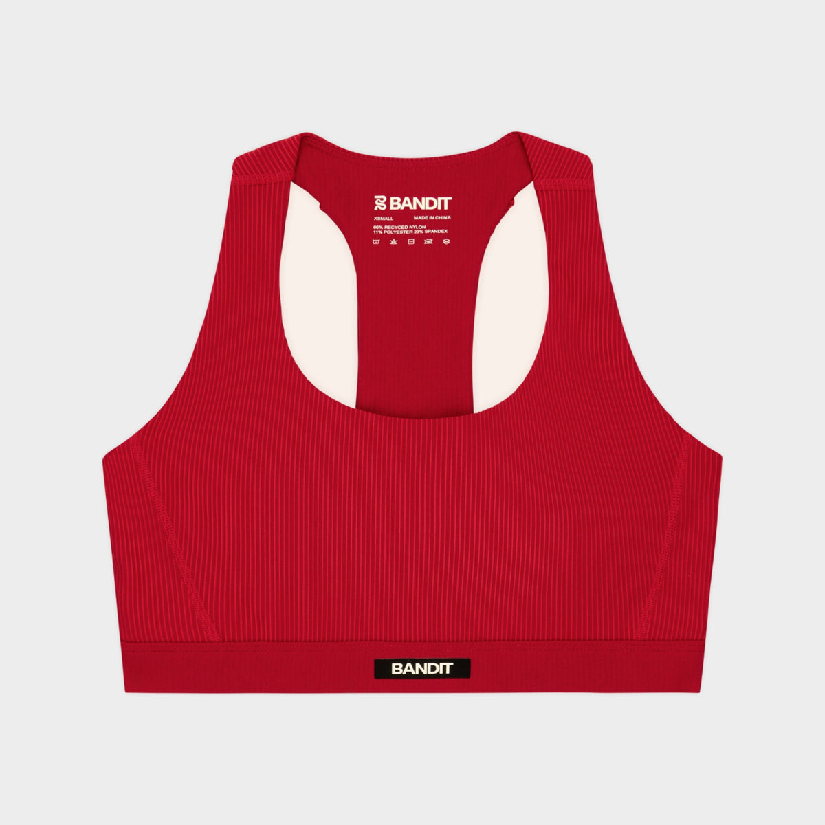 Striped Cadence Scoopneck Bra with T-Back - Oxide Red + Signal Red Stripe